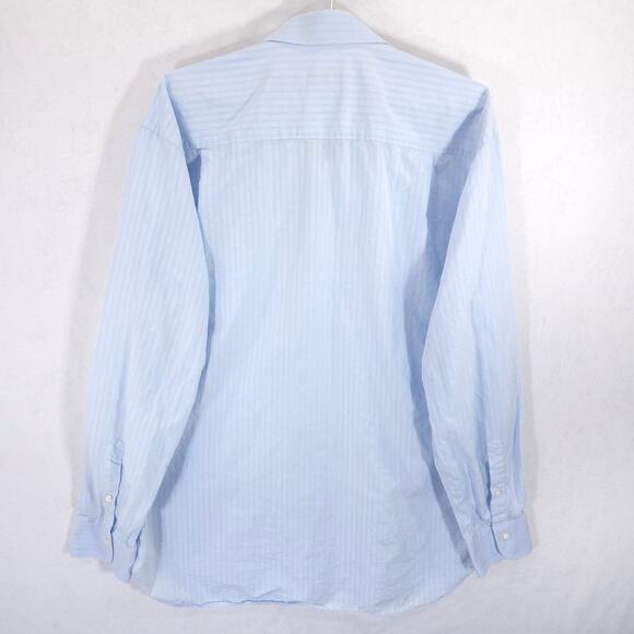 Ermenegildo Zegna Dress Shirt Mens 17-36 Blue Striped Portfino Comfort Button Up - Picture 4 of 13